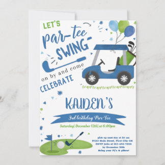 Golf Swing Diverse Birthday Invitation Card