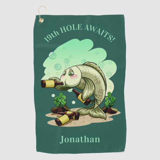 Golf Texte de poissons et serviette faits sur commande (Devant)