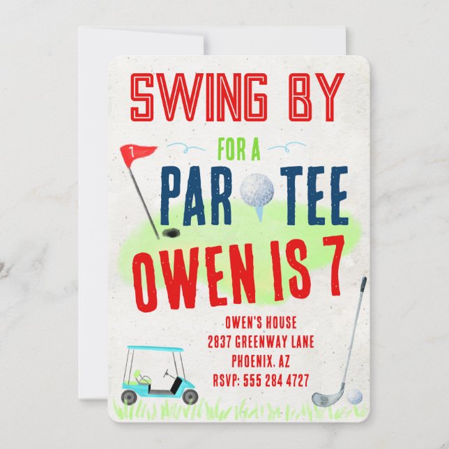 Golf Theme Birthday Party Invitations (Devant)