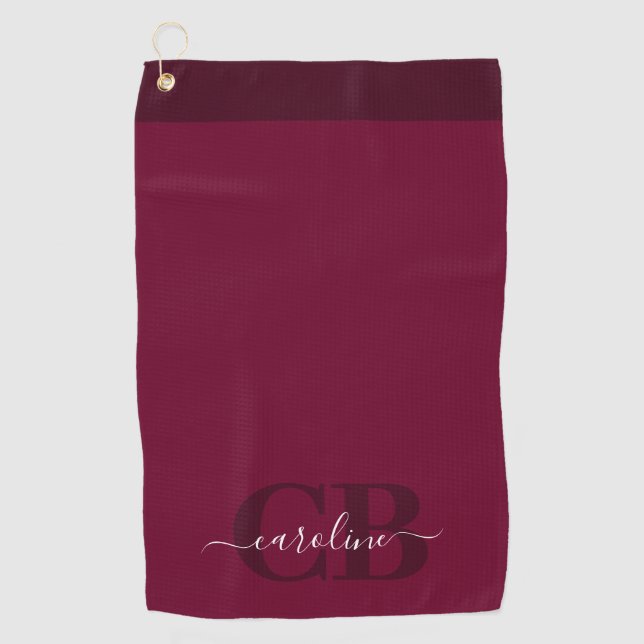 Golf Trend Color - Dark Burgundy Script Serviette de go (Devant)