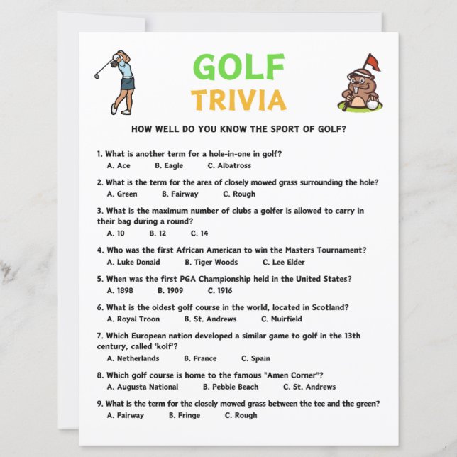 Golf Trivia Game (Devant)