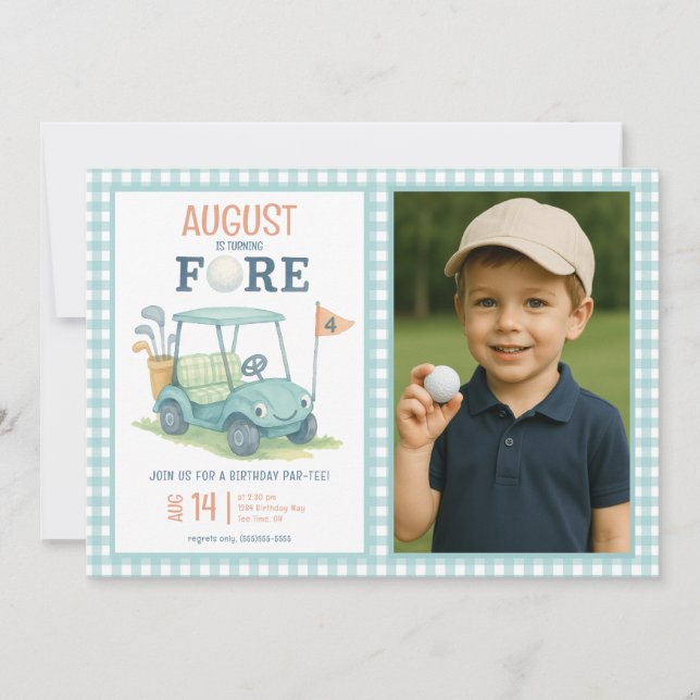 Golf Turning Fore 4e anniversaire Invitation photo (Devant)