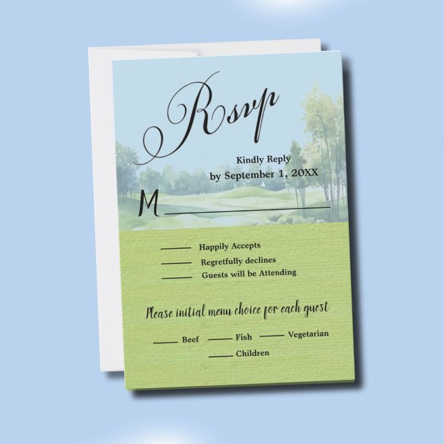 Golf Wedding RSVP Card QR Code Optional  (Créateur téléchargé)