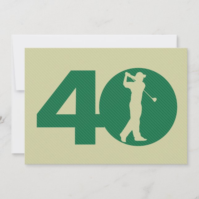 Golfer Golf Green Tan 40th Birthday Invitation (Devant)