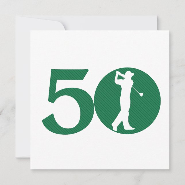 Golfer Golf Vert Blanc 50e anniversaire Invitation (Devant)