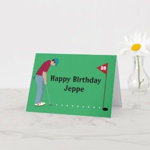 Golfer Putting Golf Ball Carte Anniversaire