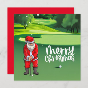 Golfer Santa Claus golf sur vert à Noël