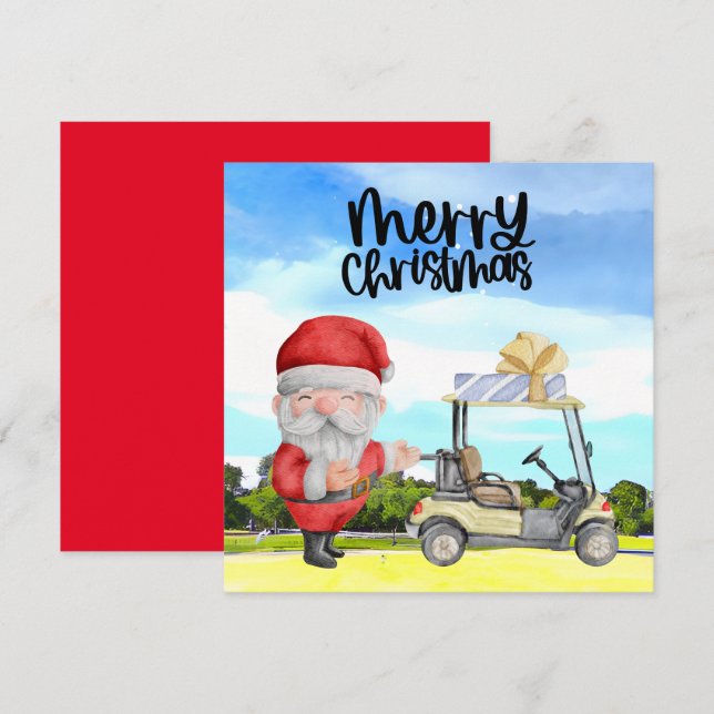 Golfer Santa Claus golf sur vert à Noël (Devant / Derrière)