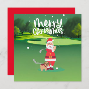 Golfer Santa Claus golf sur vert à Noël