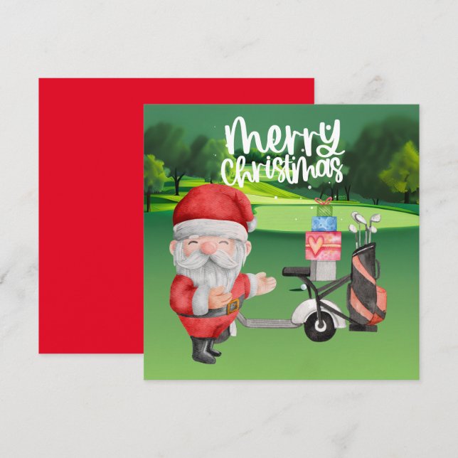 Golfer Santa Claus golf sur vert à Noël (Devant / Derrière)