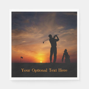 Golfer Sunset serviettes en papier texte personnal