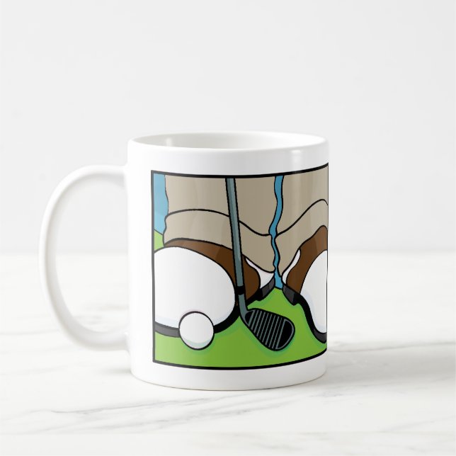 Golfer sur le vert sur la tasse de café blanc clas (Gauche)