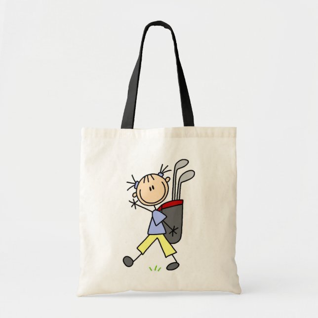 Golfeur de fille avec le sac et clubs (Devant)