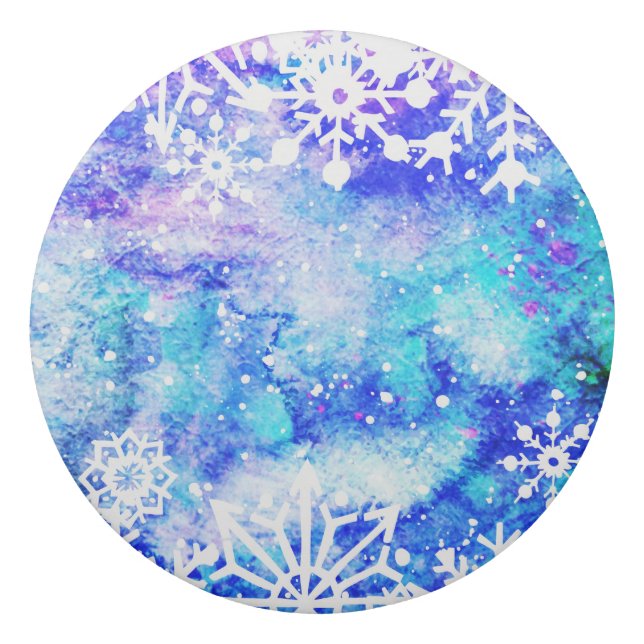 Gomme Aquarelle bleue de flocon de neige (Devant)