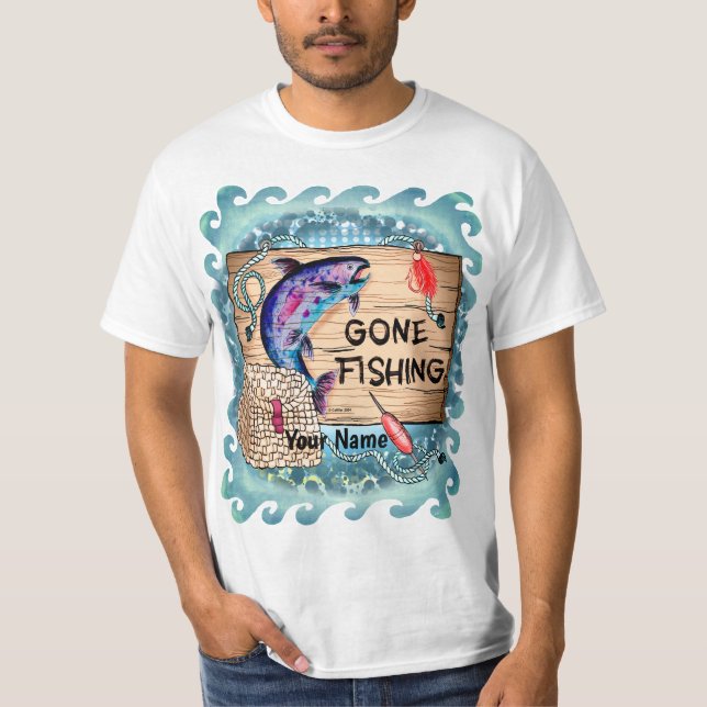 Gone Fishing T-shirt personnalisé (Devant)