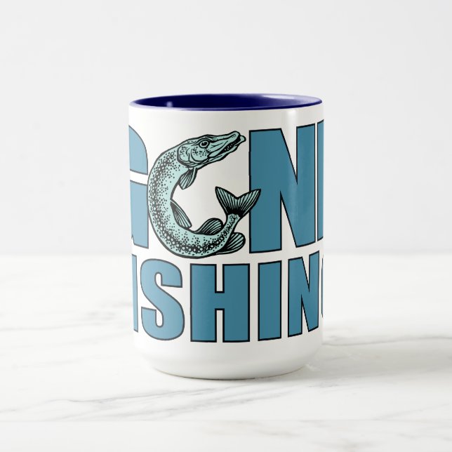 GONE FISHING tasse - choisir style & couleur (Centre)