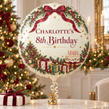 Ballon Anniversaire Noël Bourgogne Nœud et Arbre
