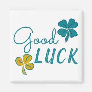 Good Luck Four Leaf Clover Shamrock Magnet