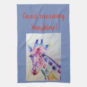 Good Morning Aquarelle Giraffe zoo Serviette de cu