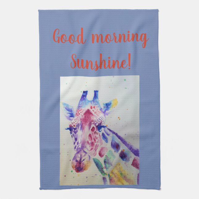 Good Morning Aquarelle Giraffe zoo Serviette de cu (Vertical)