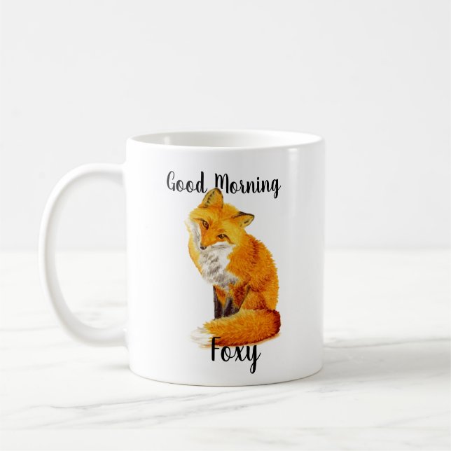 Good Morning Foxy mignonne Red Fox Coffee Mug (Gauche)