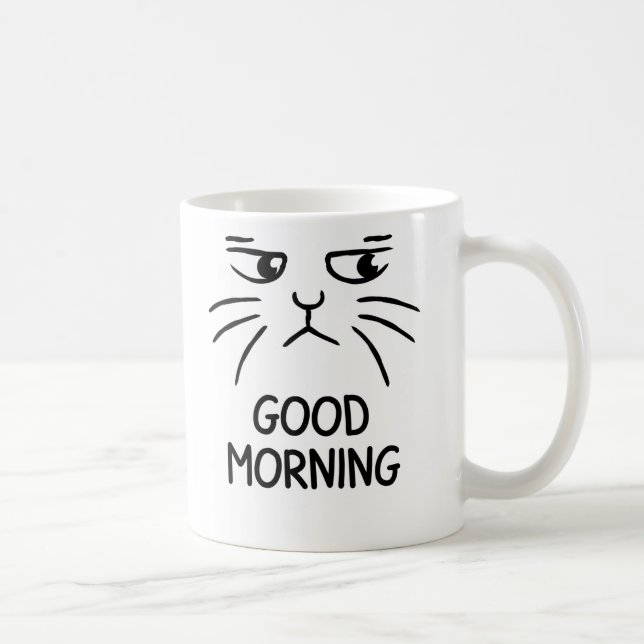 Good Morning – Grumpy Cat Face Coffee Mug (Droite)