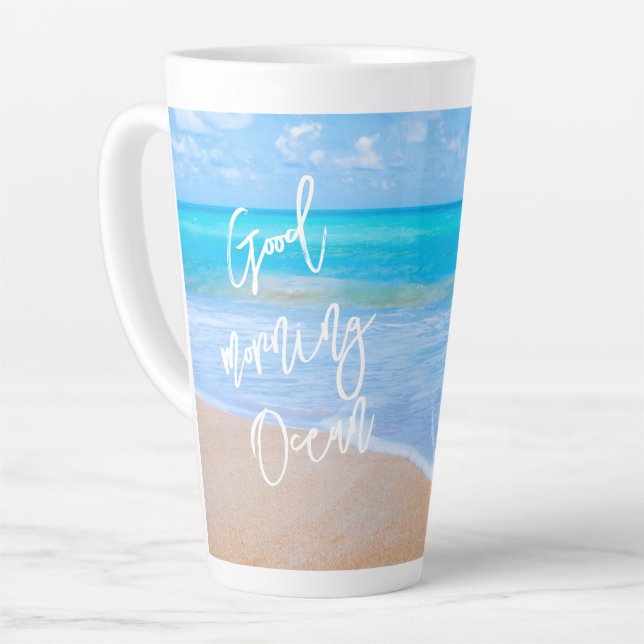 Good Morning Ocean Blue Water Tall Latte Mug (Angle gauche)