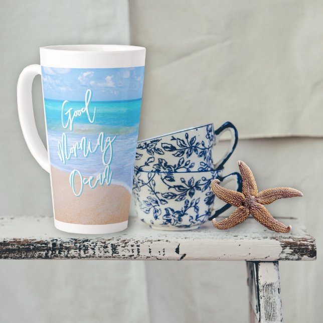 Good Morning Ocean Blue Water Tall Latte Mug (Créateur téléchargé)