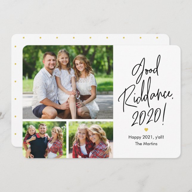 Good Riddance 3 Photos Happy New Year Cartes (Devant / Derrière)