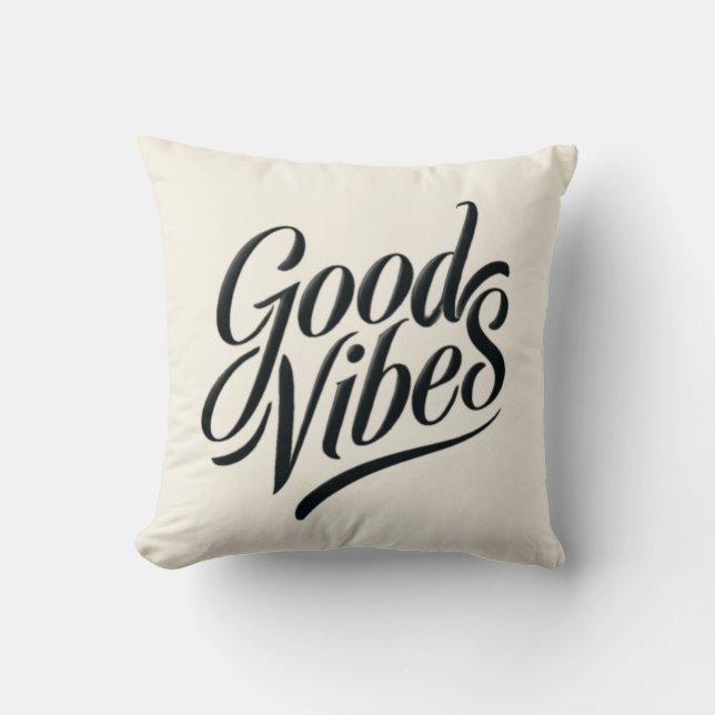 Good Vibes Coussin - Style calligraphie moderne (Recto)
