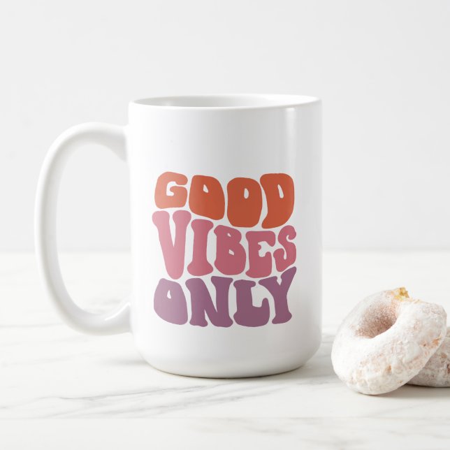 Good Vibes des années 70 seulement 15 oz Mug (Avec donut)