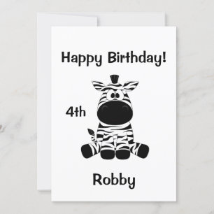 Goofy Zebra Anniversaire Fête Invitation