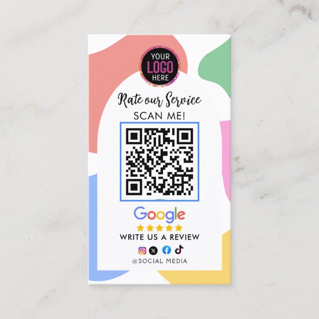 Google Review Avec LOGO QR Code Link Carte de visi (Devant)