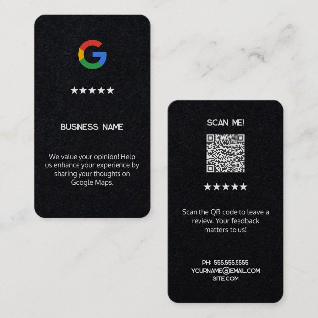 Google Review Premium Cartes (Devant / Derrière)