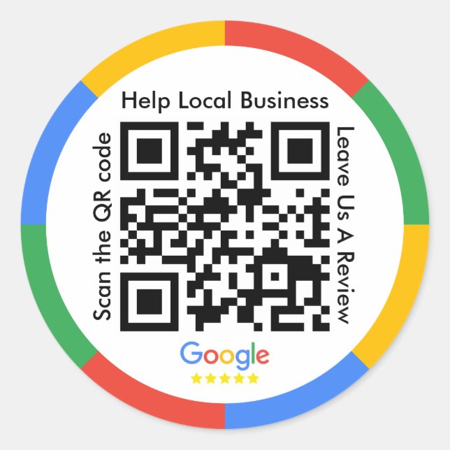Google Review QR Code Classic Round Sticker (Devant)
