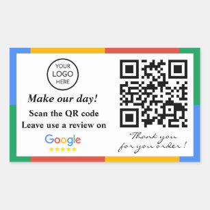 Google Review QR Code Sticker rectangulaire
