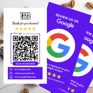 Google Reviews Carte de visite QR Code Violet Bu