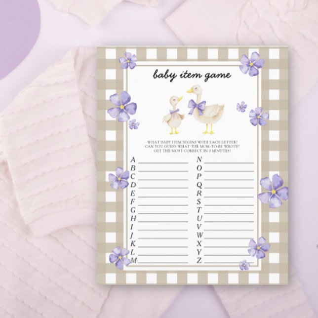 Goose Baby Item Jeu. Jeu baby shower (Créateur téléchargé)