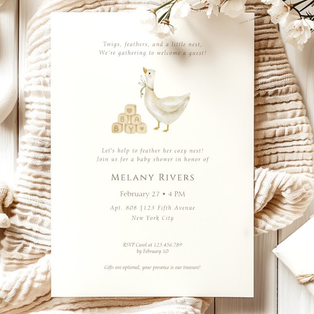 Goose Nest Neutral Baby Shower Invitation (Créateur téléchargé)