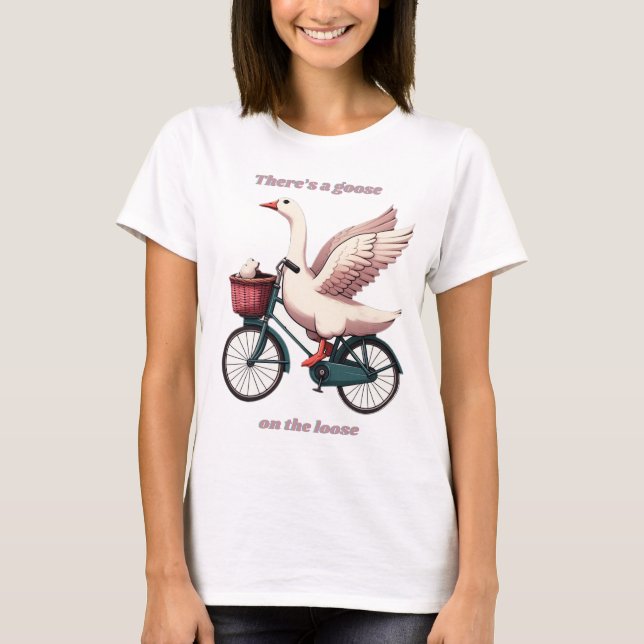 Goose on Loose à vélo, dames T-Shirt (Devant)
