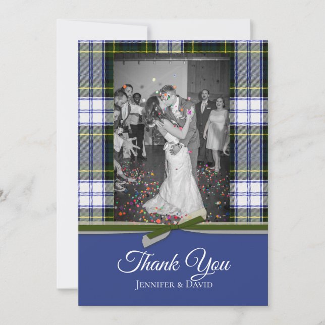 Gordon Dress Plaid Mariage photo Carte de remercie (Devant)