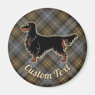 Gordon Setter sur Patiné Gordon Tartan Magnet