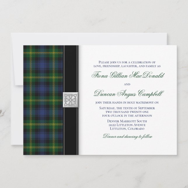 Gordon Tartan Faire-part de mariage an (Devant)
