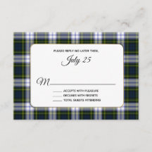 Gordon Tress Tartan Plaid Wedding Carte RSVP