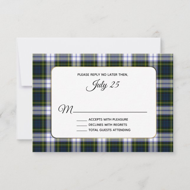 Gordon Tress Tartan Plaid Wedding Carte RSVP (Devant)