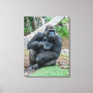 Gorilla au zoo vue impression de toile