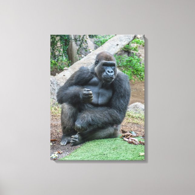 Gorilla au zoo vue impression de toile (Recto)