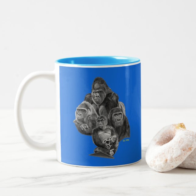 Gorilla Portrait Mug BLUE (Avec donut)
