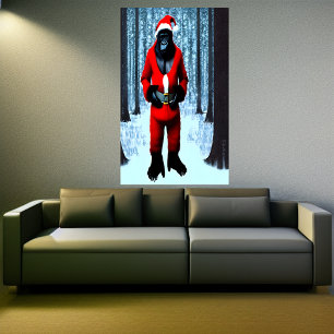 Gorilla Santa Claus   AI Art Poster
