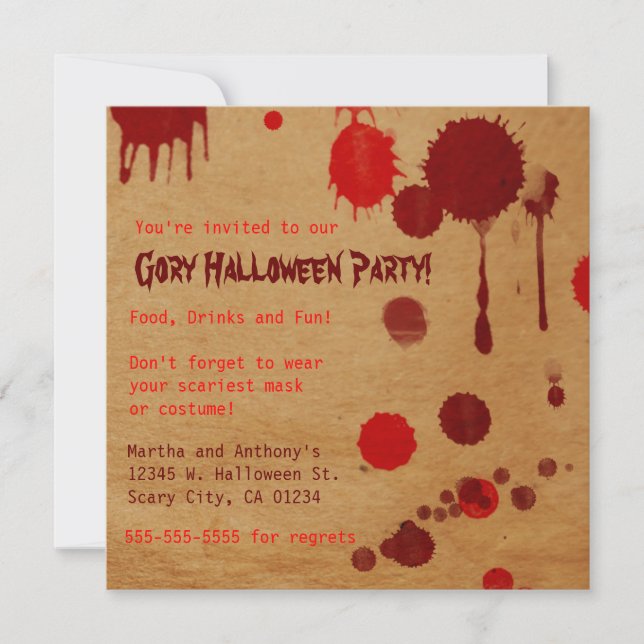 Gory Halloween Party Bash Invitation (Devant)